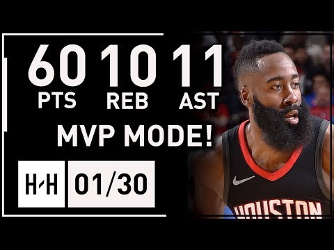 James Harden UNREAL Triple-Double Highlights vs Magic (2018.01.30) - 60 Points, 11 Ast, 10 Reb!