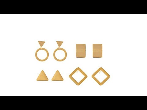 Stately Steel Small Stud 4Pair Earring Set