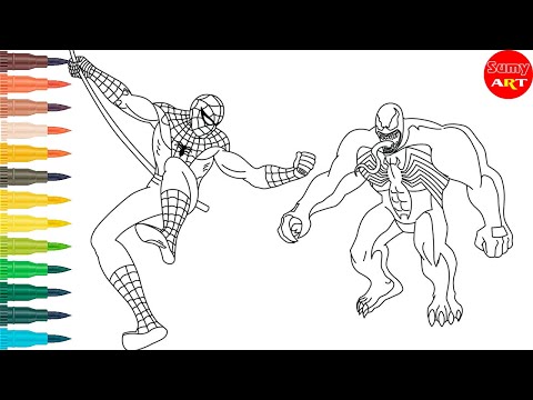 Spiderman Vs Venom Coloring | Superheros coloring | Coloring pages