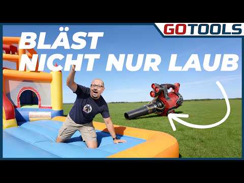 Wie stark sind Akku-Laubbläser wirklich? Der Hüpfburg-Beweis