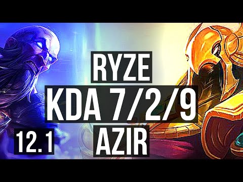 RYZE vs AZIR (MID) | 7/2/9, 300+ games, 900K mastery | NA Master | 12.1