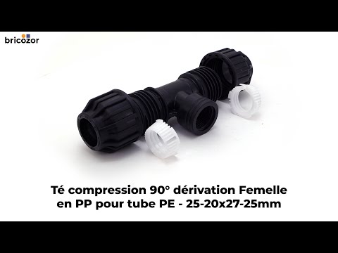 Té à compression 90° dérivation femelle en polypropylène pour tube PE CODITAL