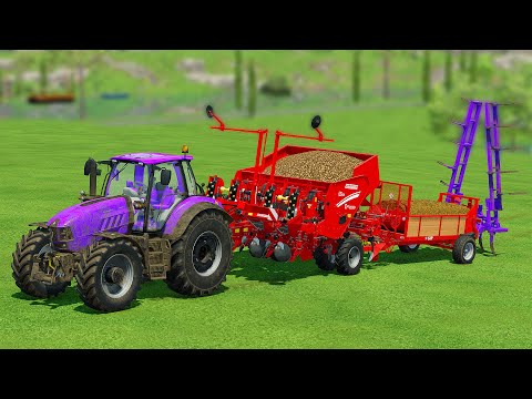 PLOW FIELD, SPREAD FERTILIZER AND SEED POTATOES WITH LAMBORGHINI TRACTOR - Farming Simulator 22