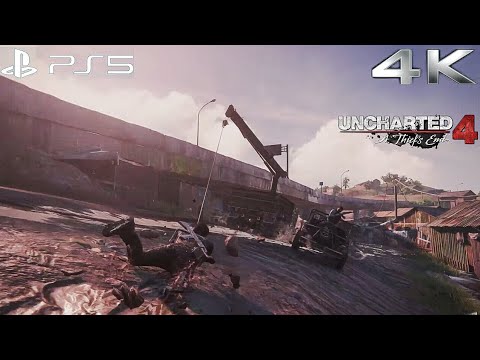 Uncharted 4: A thief's end | escena de persecución | 4K | PS5 | Español latino