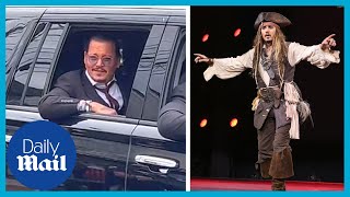 Johnny Depp does a Captain Jack Sparrow voice for fans outside court
