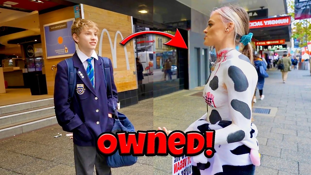 Boy Exposes Vegan For Being A Hypocrite