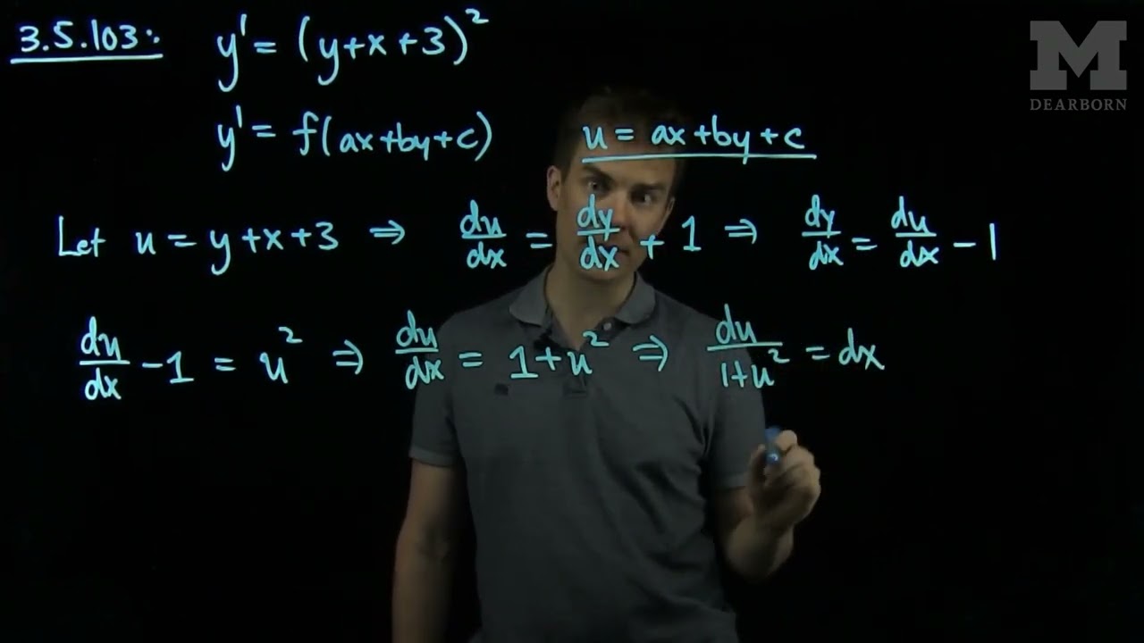 Solving a First Order ODE by Substitution  An Example