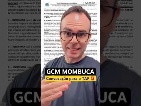 SAIU A CONVOCAÇÃO PARA O TAF DA GCM MOMBUCA (2026)🚨