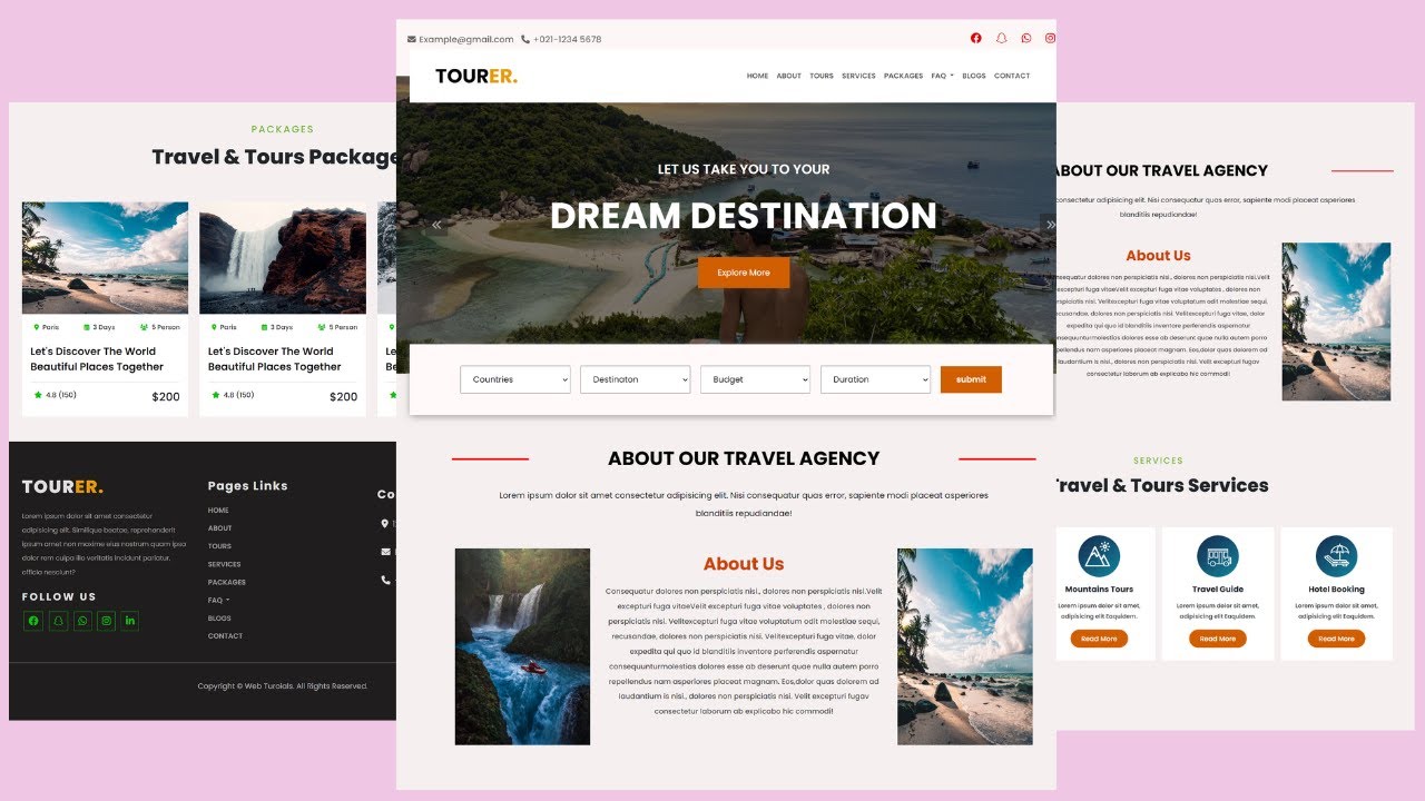 Make A Responsive Tour & Travel Website Using HTML/CSS/BOOTSTRAP - Travel Website