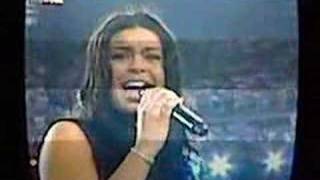 Jordin Sparks singing the national anthem at the Super Bowl