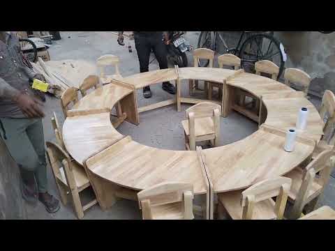 U Table Rubber Wood With 18 Chairs