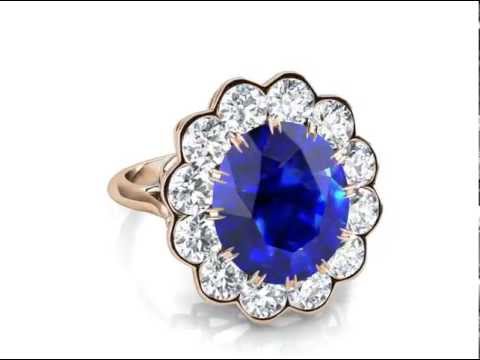 Oval Sapphire Ring with Flower Halo of Diamonds in Rose Gold