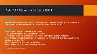 Download lagu SAP SD Make To Order MTO or Sales Order Stock SOS | Sivan's SAP SD Training mp3
