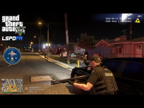 GTA V - LSPDFR 0.4.7 - LSPD/LAPD - Gang Unit Patrol/Wanted Gang Member/Gang Shootout - 4K