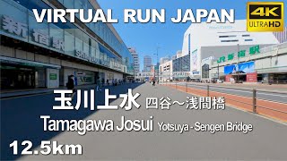 Virtual Run Tokyo | 玉川上水 四谷～浅間橋 Tamagawa Josui(Aqueduct) Yotsuya - Sengen Bridge, Japan 12.5km