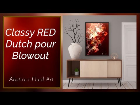 ELEGANT RED Dutch Pour Blowout: Only Paint & Water! Acrylic Pour Painting (249)