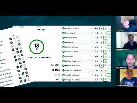 Uppsnack Stryktipset Lördag 23/9 🔥 » 13 rätt! » Tips & Förslag Weimer, SpelTorsten Stenberg & Limpar