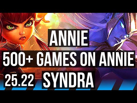 ANNIE vs SYNDRA (MID) | 500+ games | KR Master | 25.22