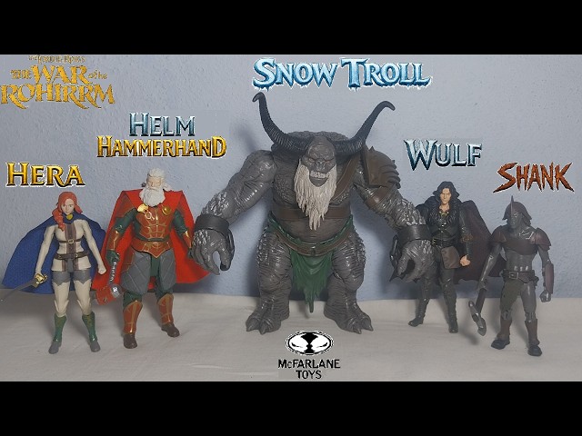 Vídeo relacionado con McFarlane Toys - El Señor de los Anillos: La Guerra de los Rohirrim Helm Hammerhand Figura Build-A de 4 Pulgadas