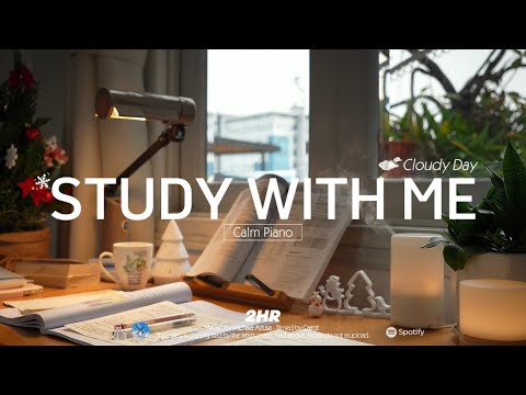 2-HOUR STUDY WITH ME Cloudy Day ☁️ | 🎹Calm Piano | Pomodoro 50-10