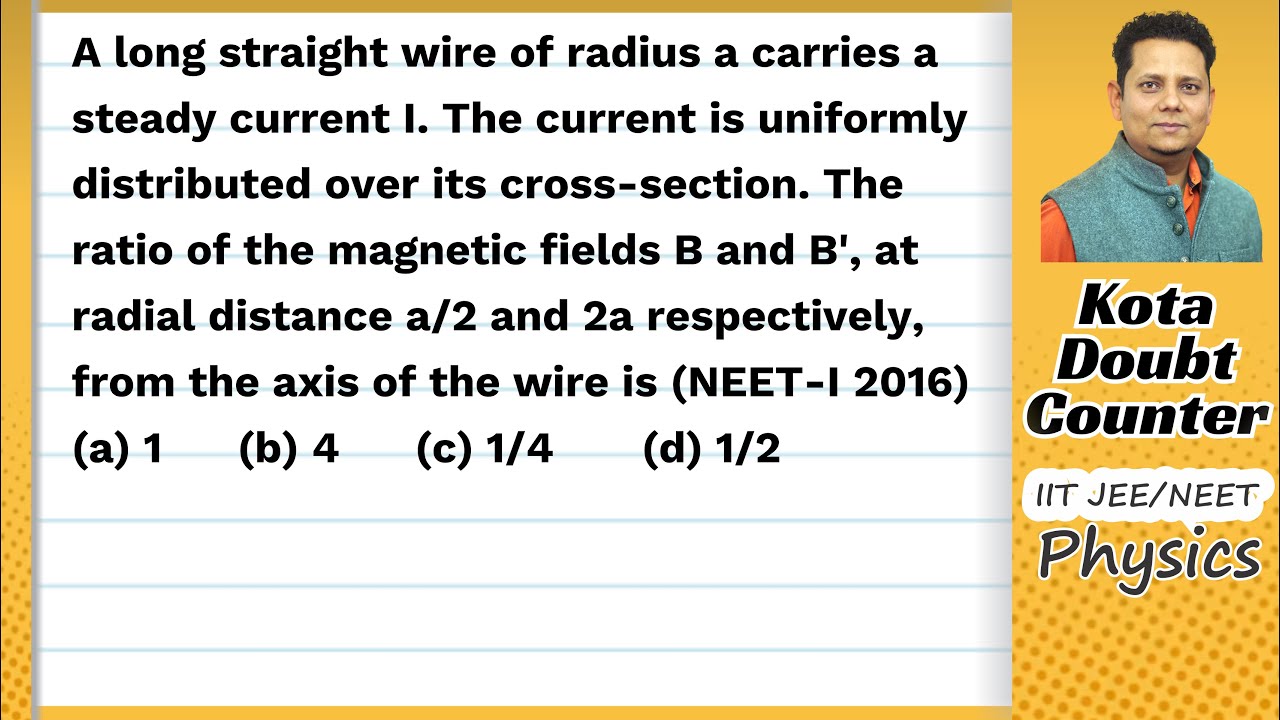 A long straight wire of radius a carries a steady current I. The current is uniformly distributed
