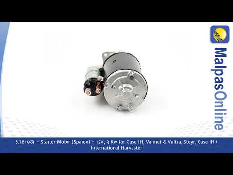 S.361981 - Starter Motor (Sparex) - 12V, 3 Kw  for Case IH, Valmet & Valtra, Steyr, Cas...and more.