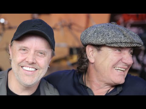 Lars Ulrich gives Brian Johnson a tour of Metallica HQ