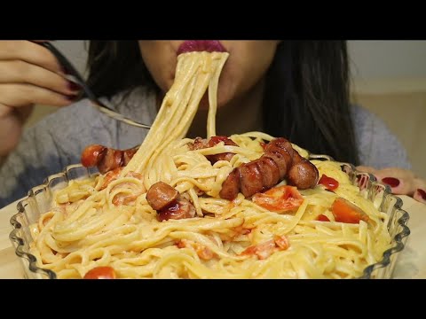 ASMR REALLY CREAMY PASTA LINGUINI ROSA WITH SAUSAGE MUKBANG no talking CREMA ASMR #asmr #mukbang
