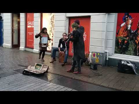 Busking in the streets of Galway, Ireland