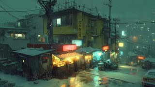 Snowy City Night Ambience 🌃 Soft Snow Sounds & Lofi 🌨️ For Studying