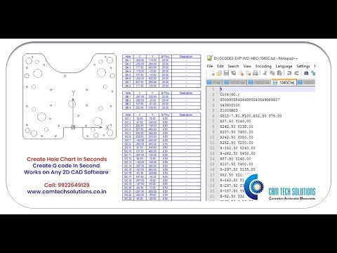 Auto Generate Hole Table & G Code In Seconds, CAM Tech Solutions