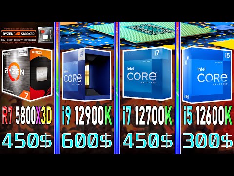 R7 5800x3d vs i9 12900K vs i7 12700k vs i5 12600k | Gaming Comparison
