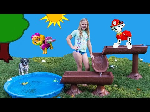 Assistant Plays with Paw Patrol Water Table Surprise with PJ Masks