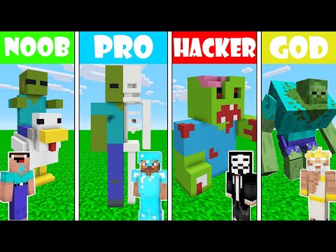 Minecraft NOOB vs PRO vs HACKER vs GOD ZOMBIE HOUSE BUILD CHALLENGE in Minecraft Animation