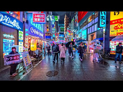 Japan - Tokyo Shinjuku Rainy Night Walk • 4K HDR