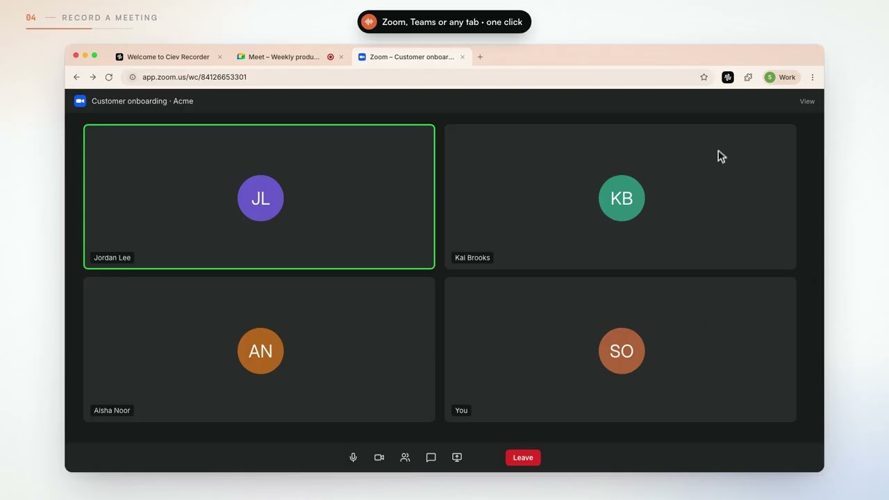 Ciev Recorder onboarding preview