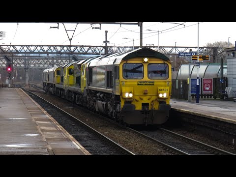 FL Class 66 & 70 No's. 66605 & 70017 & 70011 & 66622 & 66615 on 0K98 @ Guide Bridge on 09.01.21 - HD