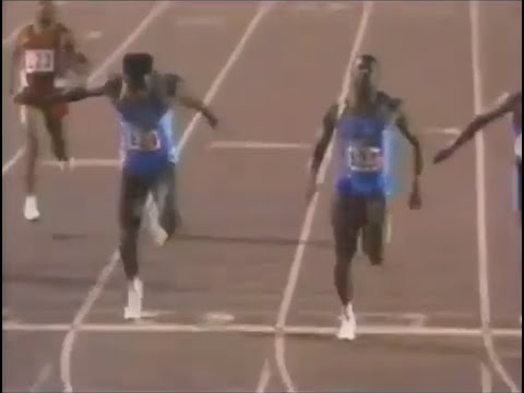 Leroy  Burrell  vs  Mark  Witherspoon  vs Calvin  Smith 100m 1992 Mazda Indy Games. plus interview