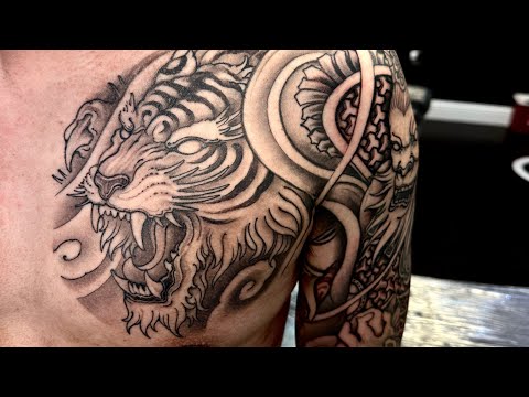 JAPANESE TIGER CHEST PLATE TATTOO!