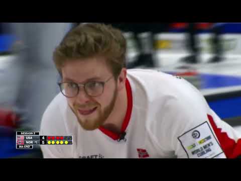 #wmcc2023 Team Ramsjfell (NOR) gets 3 hog line violations in one game against Team Shuster (USA)