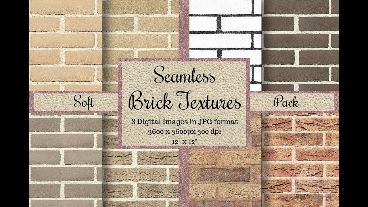 Seamless Brick Textures, Soft Pack - Tile Textures, Digital Papers, Printable Scrapbook Papers