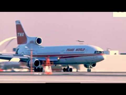 TWA Trans World Airlines Lockheed L-1011 arrives and departs at Los Angeles International Airport