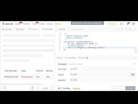 Leetcode Javascript 66 Plus One No Audio