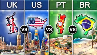 United Kingdom vs United States vs Portugal vs Brazil | Comparison