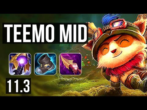 TEEMO vs FIZZ (MID) | 1600+ games, 8/1/3, 1.7M mastery, Godlike | KR Diamond | v11.3