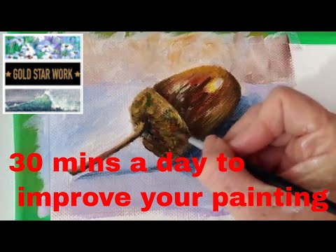 Daily Painting exercises, Improve your art with 30 minute warm up paintings Acorn 1, No. 1