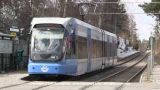 preview picture of video 'SL Tram Nockebybanan, Nockeby Torg, Stockholm'