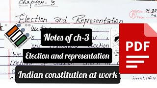 Notes of chapter 3 |Election and Representation| class 11 NCERT| Indian constitution at work| cbse