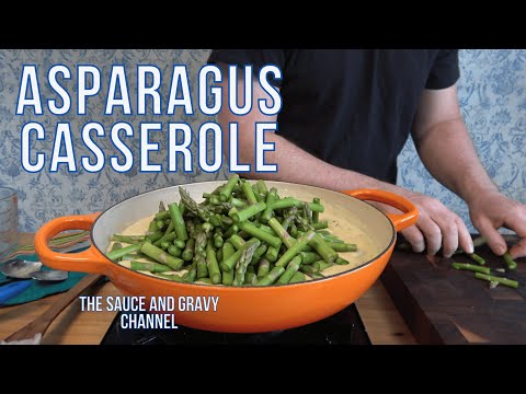 Easy & Cheesy Homemade Asparagus Casserole Made with a Homemade Cheese Sauce | Side Dish Recipe