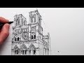 How To Draw Notre Dame Cathedral Buildings In Perspective